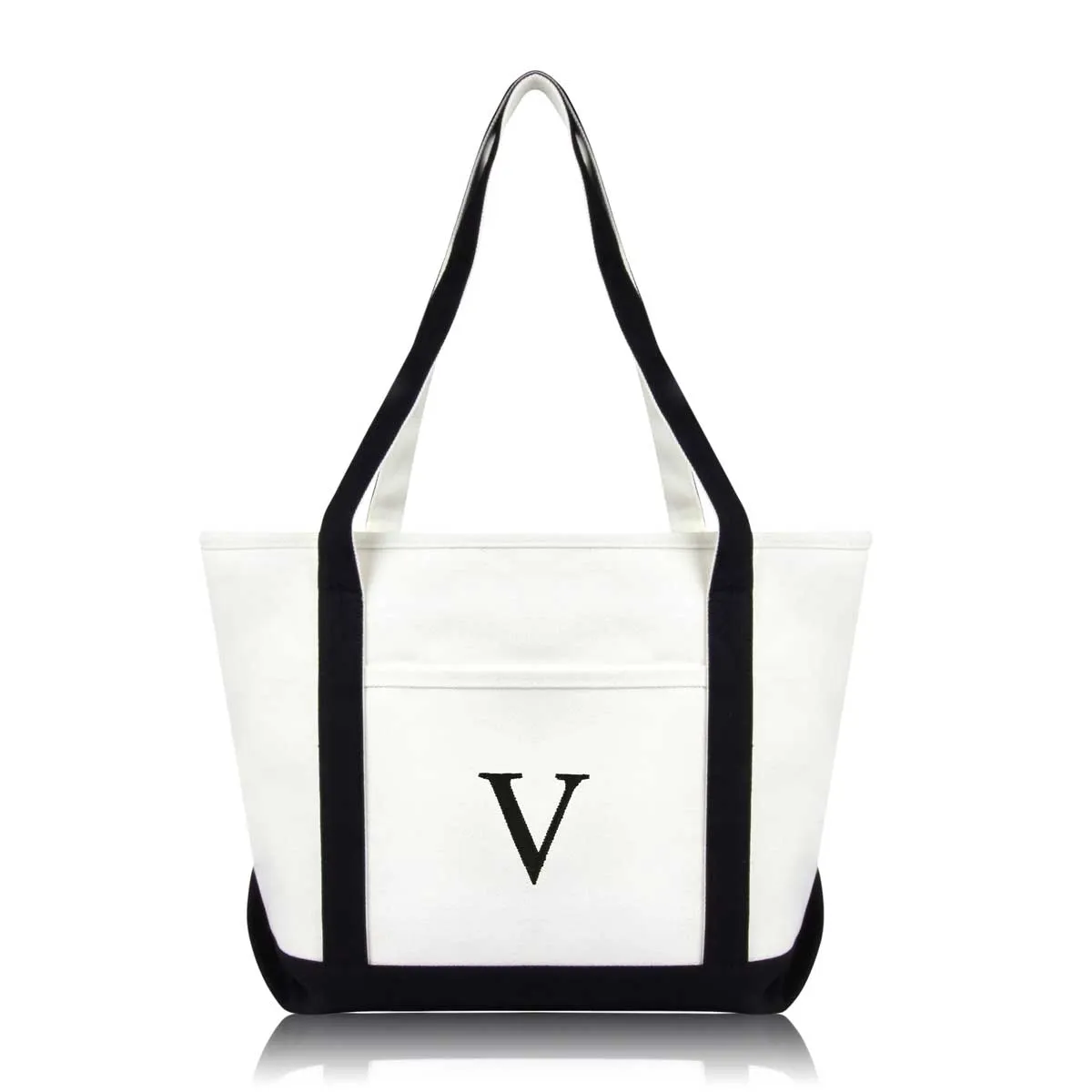 Dalix Medium Personalized Tote Bag Monogrammed Initial Letter - V