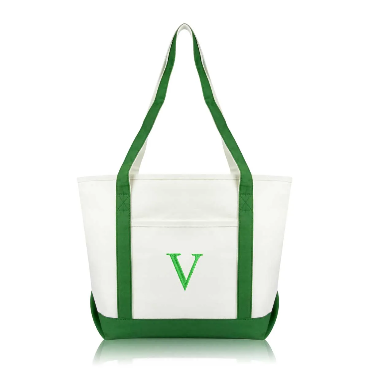 Dalix Medium Personalized Tote Bag Monogrammed Initial Letter - V