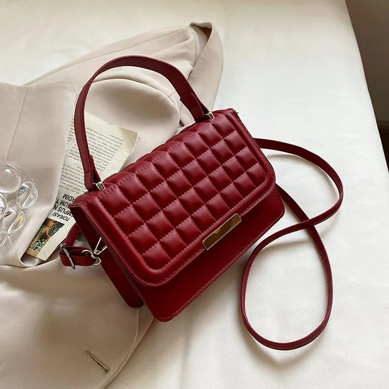 deanwangkt  BACK TO COLLEGE     Summer Fashion Solid Color Square Handbags For Women High Quality Pu Leather Shoulder Trend Plaid Female Crossbody Bag