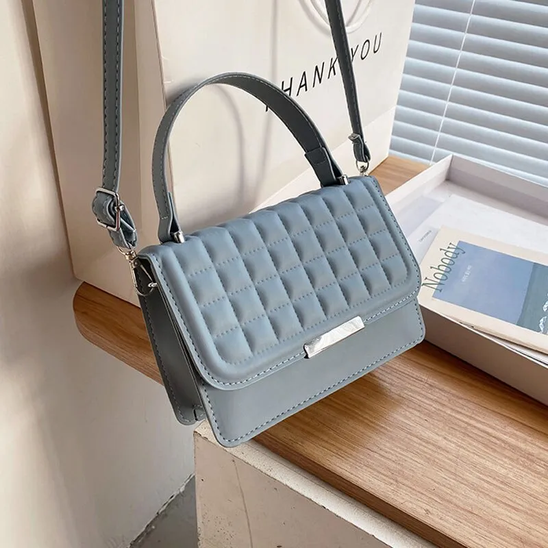 deanwangkt  BACK TO COLLEGE     Summer Fashion Solid Color Square Handbags For Women High Quality Pu Leather Shoulder Trend Plaid Female Crossbody Bag