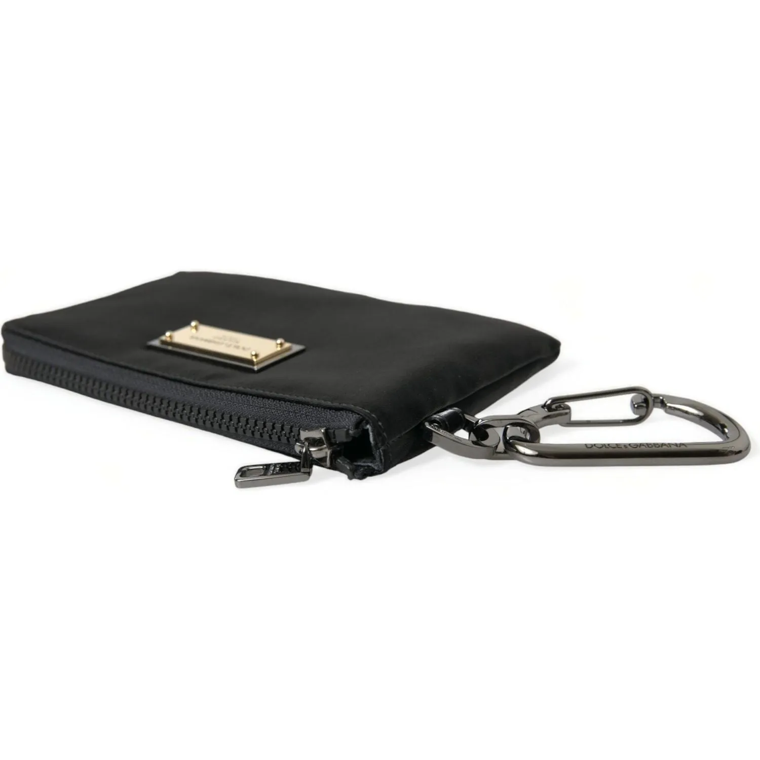 Dolce & Gabbana Elite Black Nylon & Leather Pouch with Logo Detail