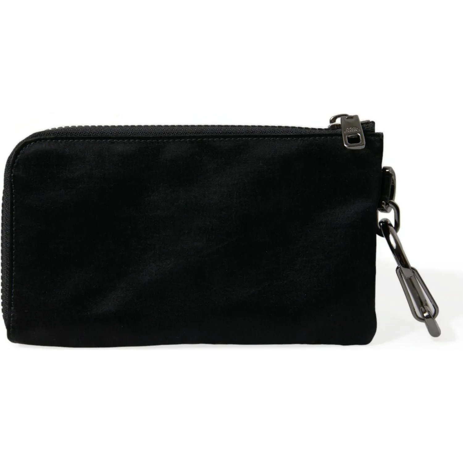 Dolce & Gabbana Elite Black Nylon & Leather Pouch with Logo Detail