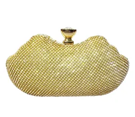 Elegant Sparkling Gold Party Evening Cocktail Clutch Purse for Ladies Women