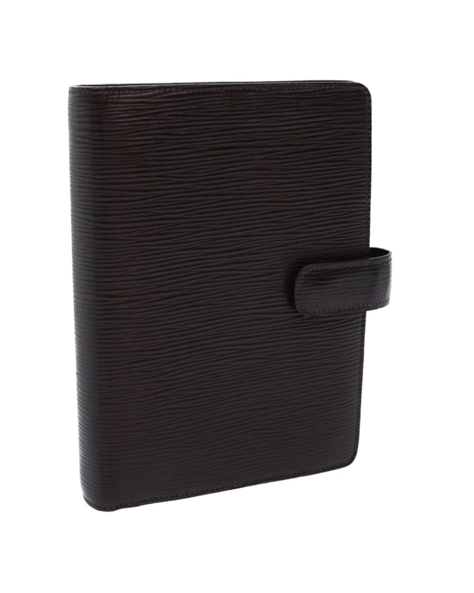 Epi Leather Day Planner Cover with Metal Fittings - Mocha