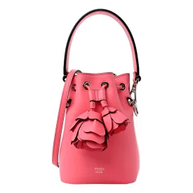 Fendi Calfskin F is Fendi 3D Flower Mini Mon Tresor Bucket Bag Pink