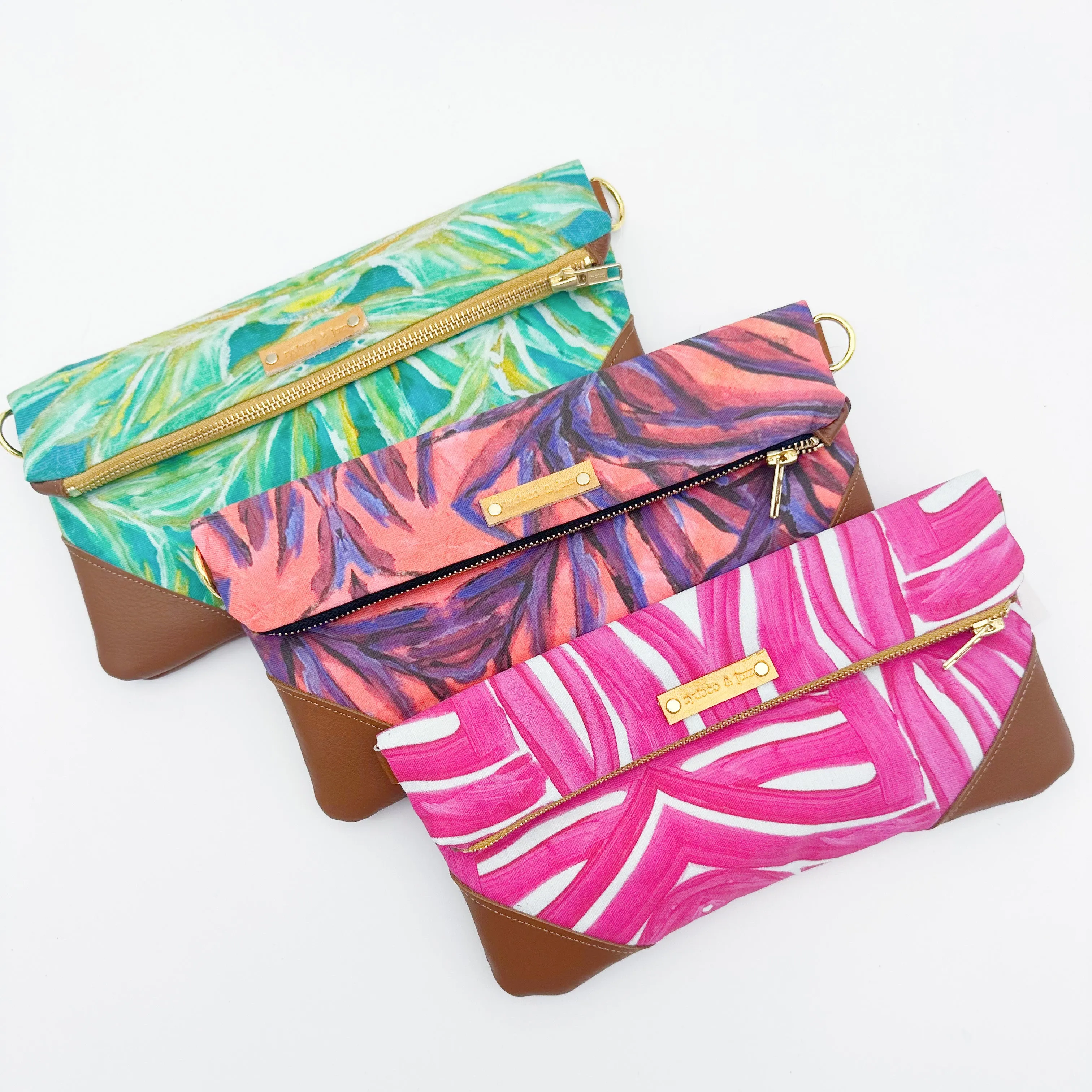 Flamingo Palm Folded Clutch/Crossbody