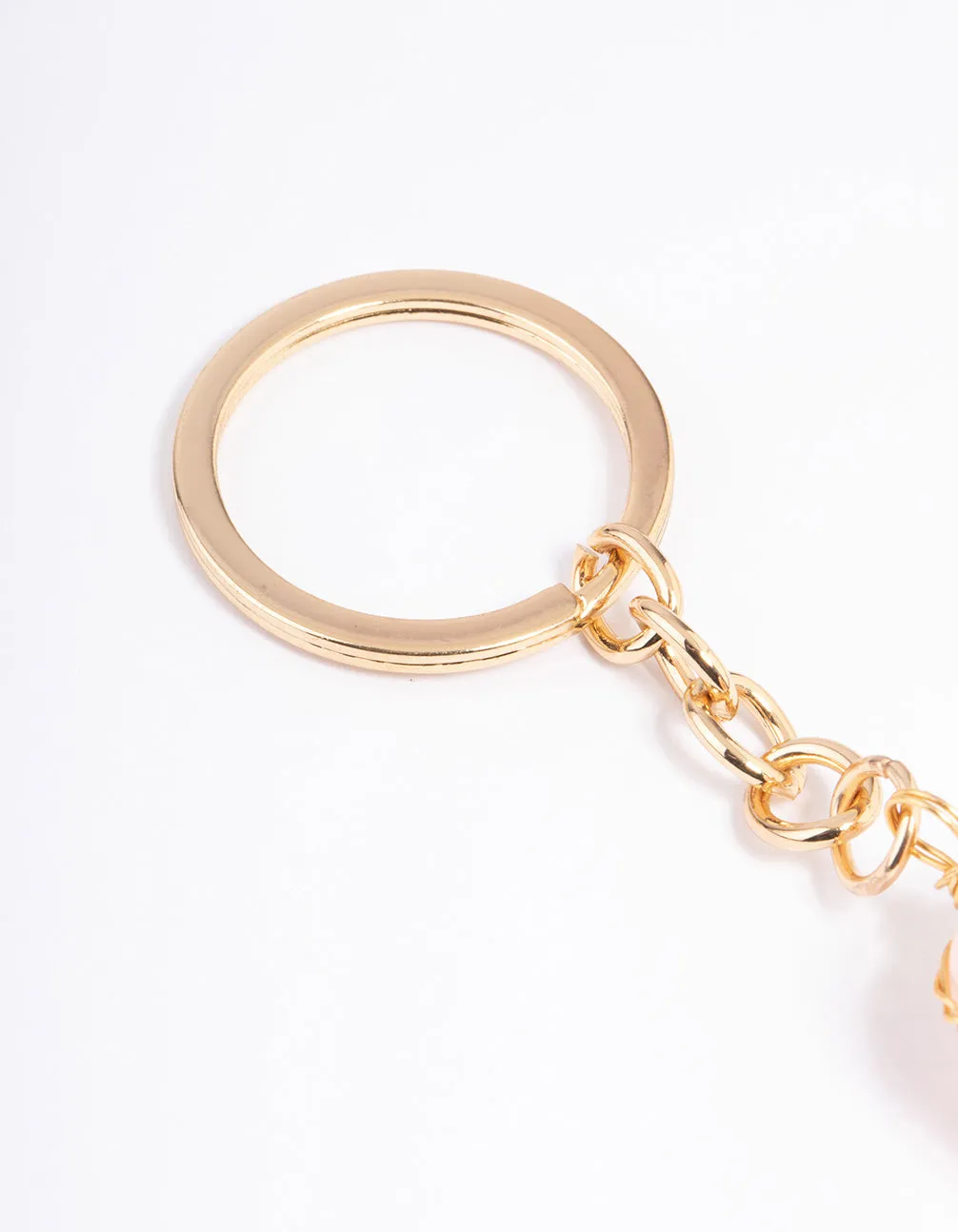 Gold Rose Quartz Stone Key Ring