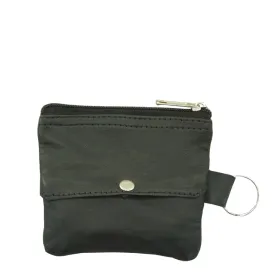 KC02 ~ Black Sheepskin Coin Pouch with Key Ring