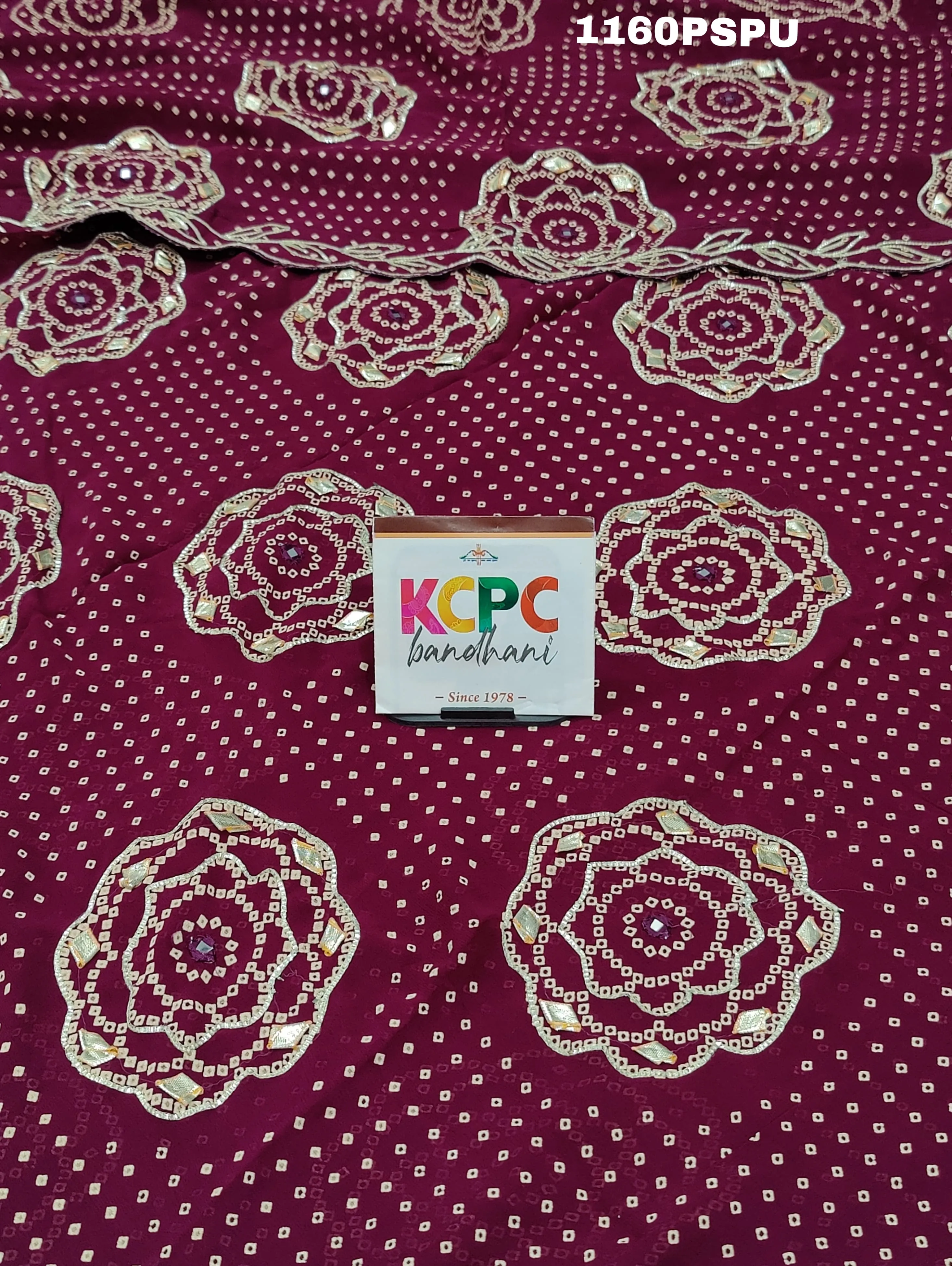 KcPc New Pure Georgette Bandhani Kacha gotapatti Work Saree With Blouse AMT