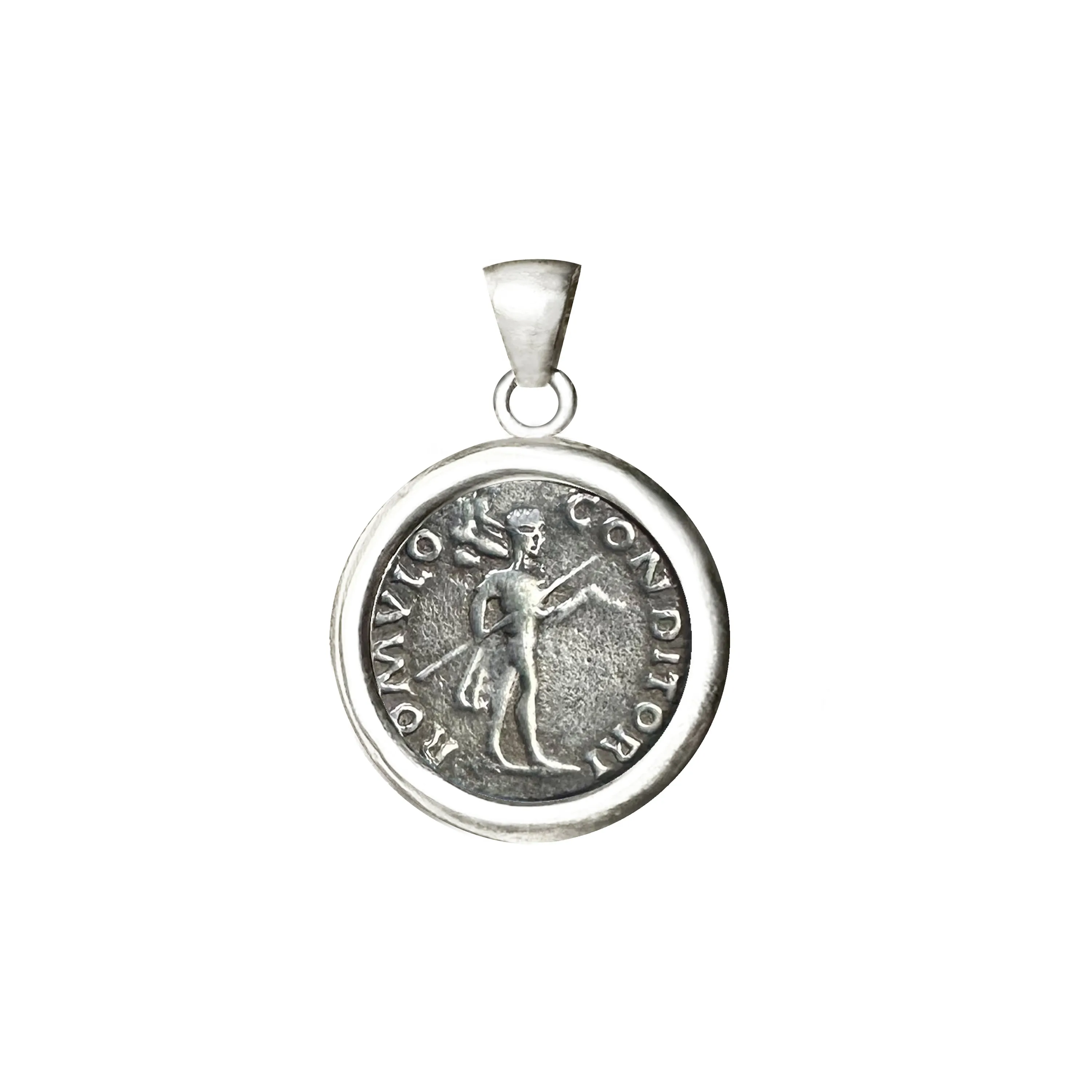 KING ROMULUS Genuine Ancient Roman coin 2nd century AD Silver Pendant