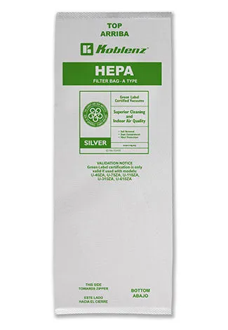 Koblenz “A” Type HEPA disposable paper bags