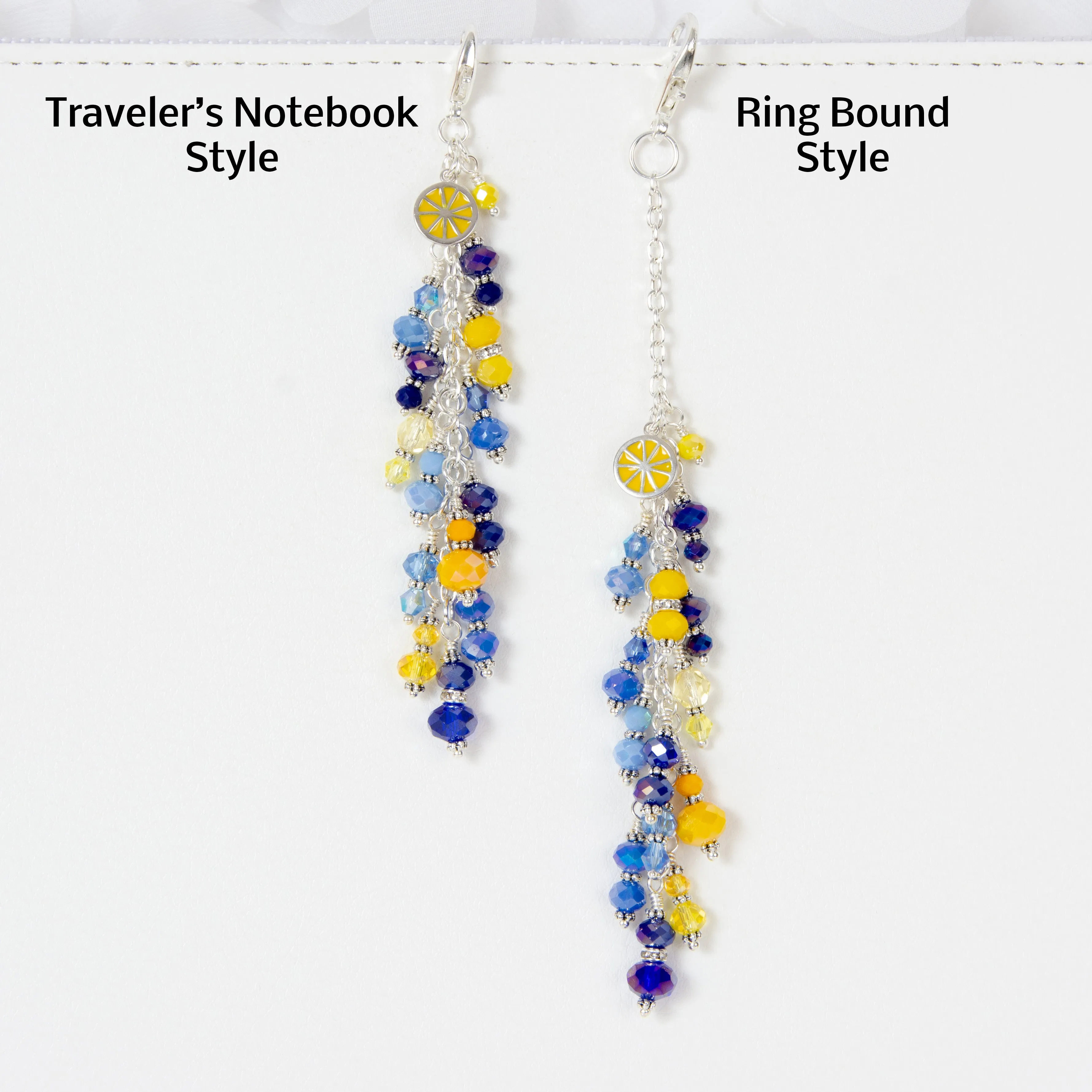 Lemon Planner Charm with Blue & Yellow Crystal Dangle