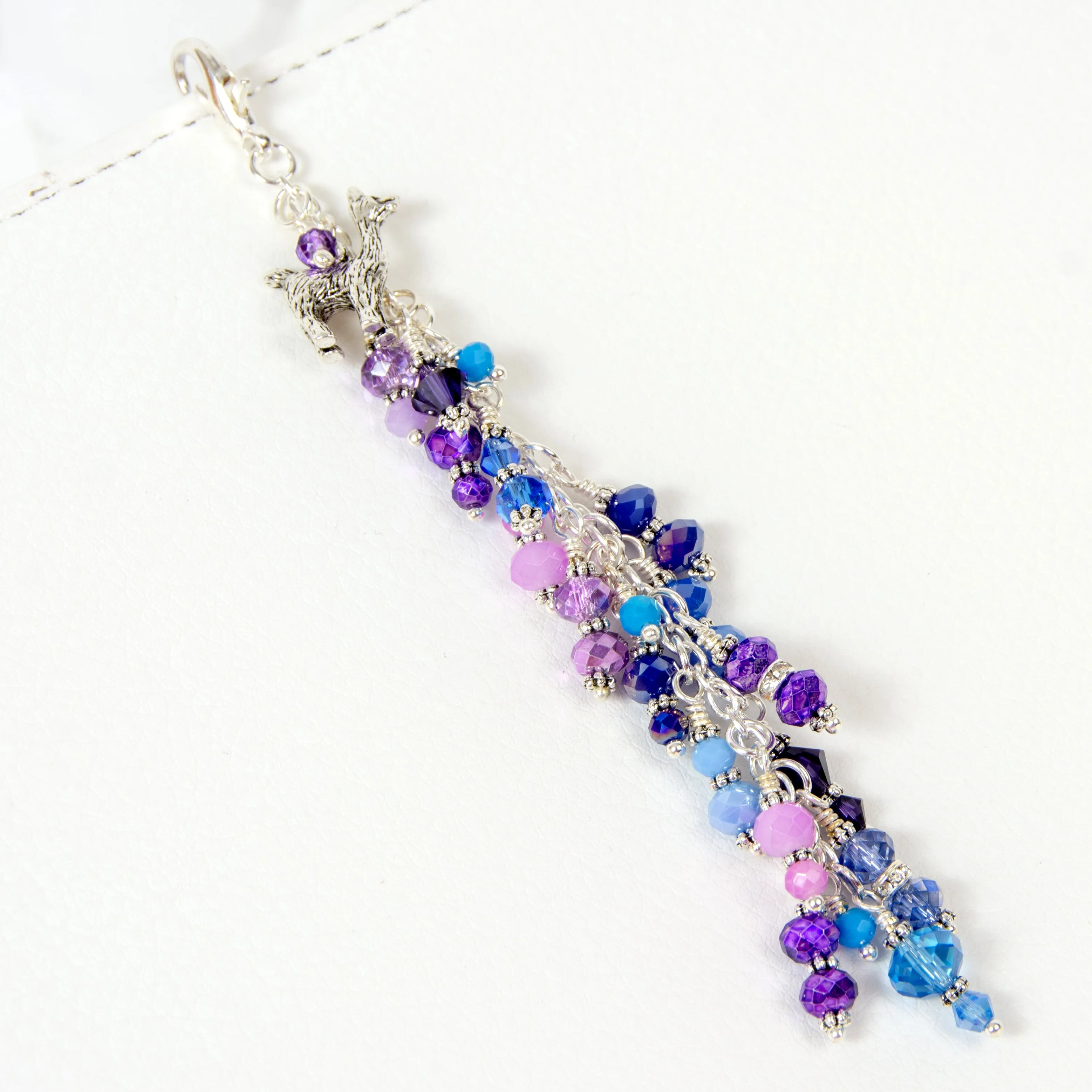 Llama Planner Charm with Purple & Blue Crystals