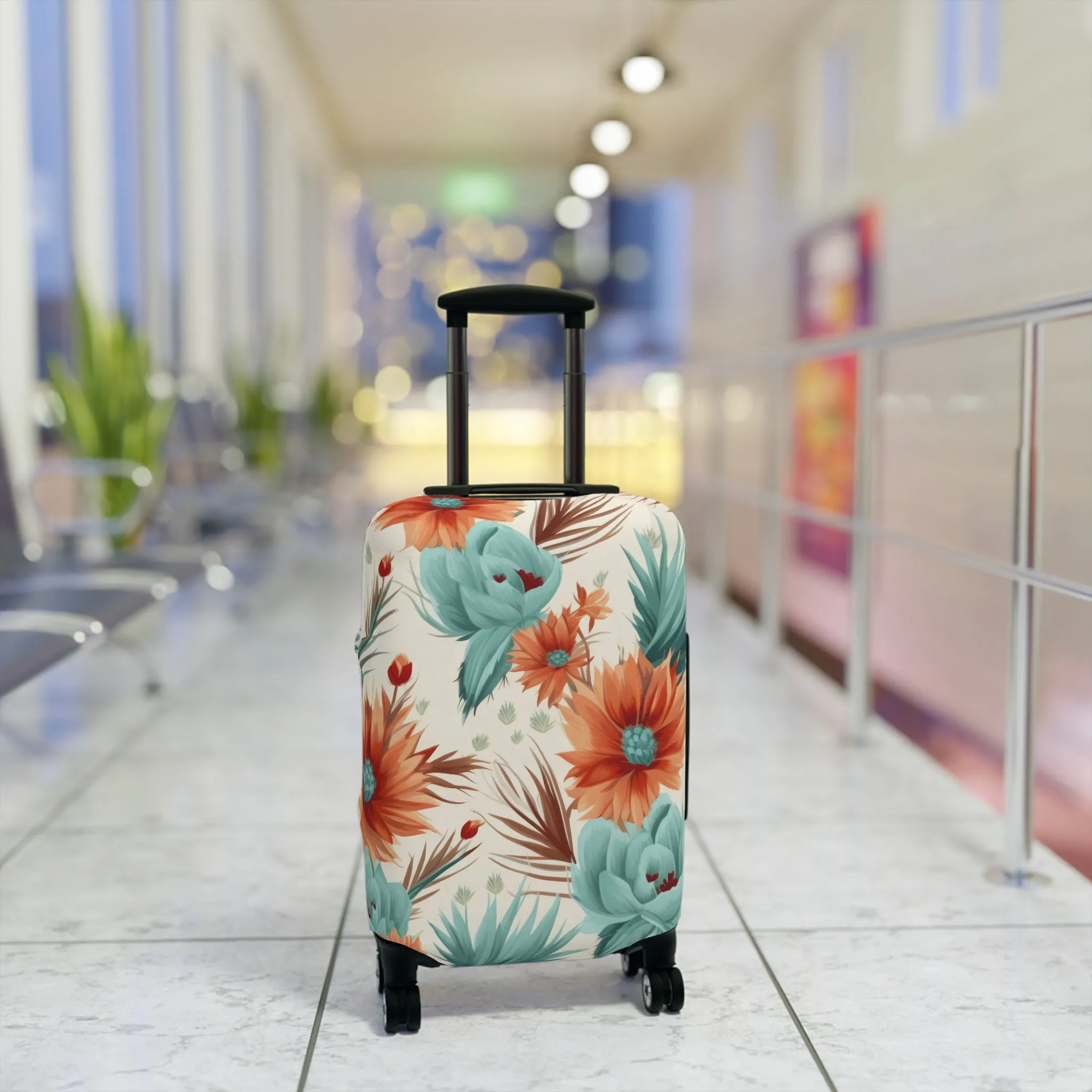 Luggage Cover, Boho Floral, orange and green