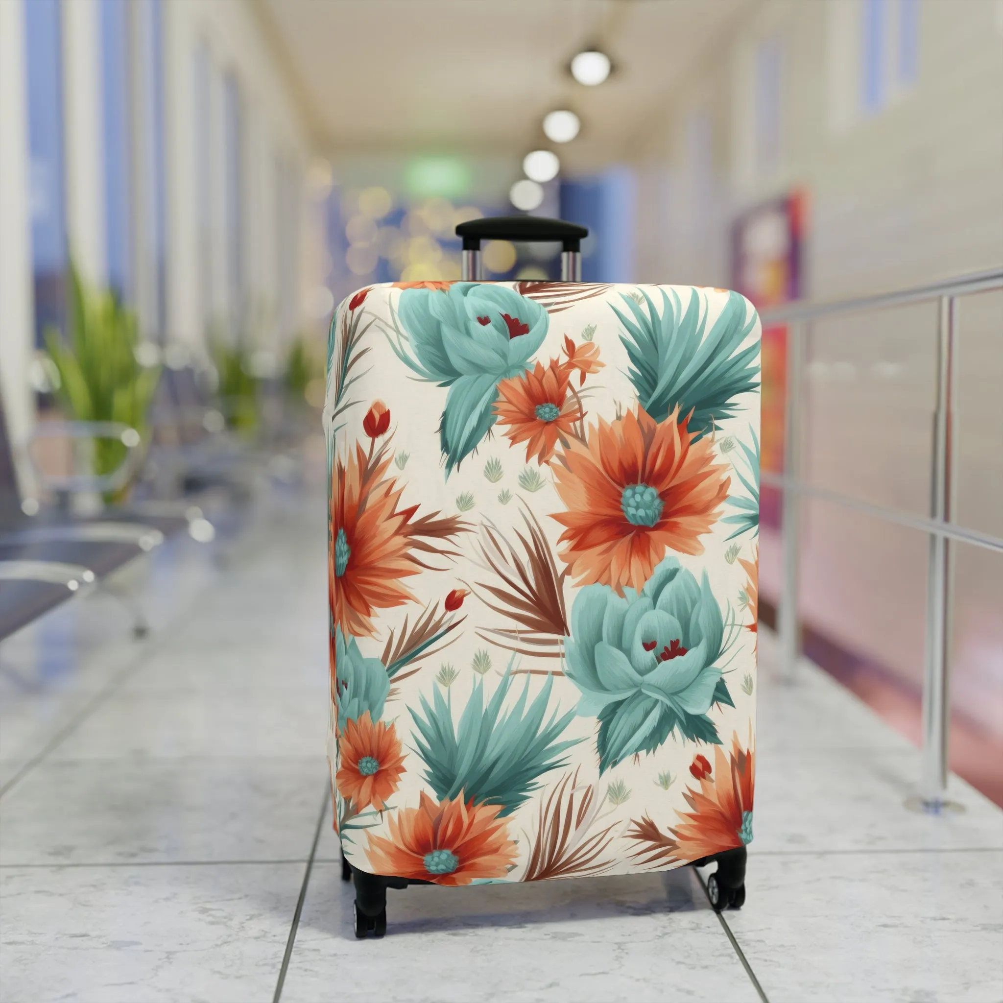 Luggage Cover, Boho Floral, orange and green