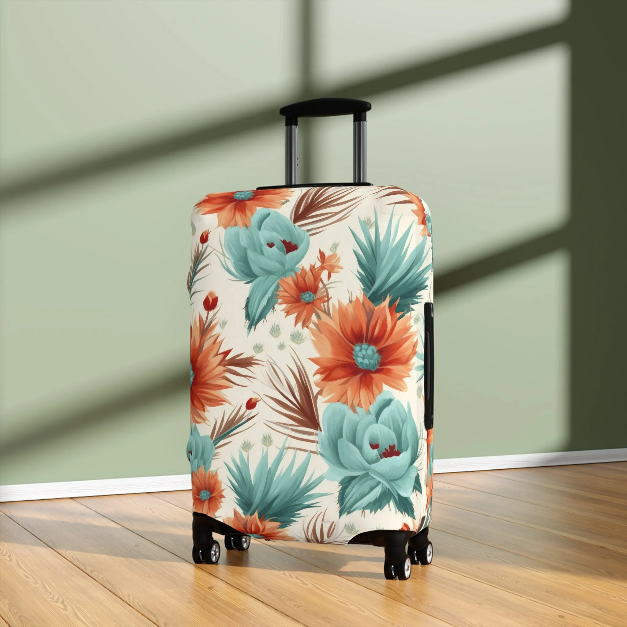 Luggage Cover, Boho Floral, orange and green