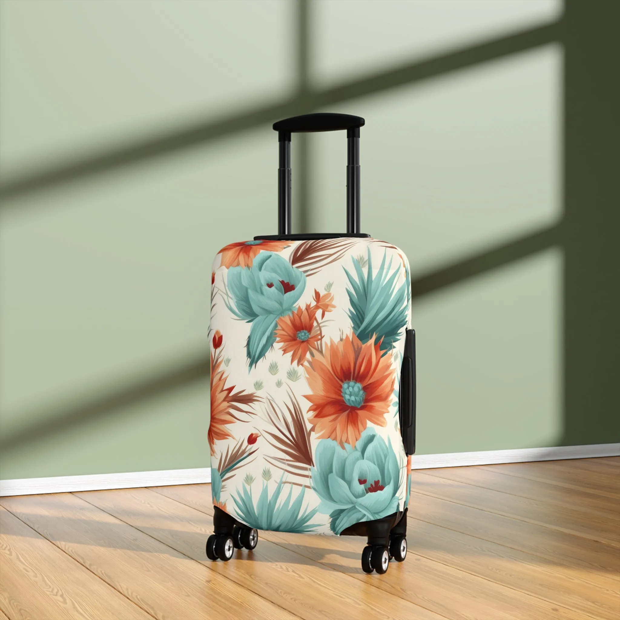 Luggage Cover, Boho Floral, orange and green