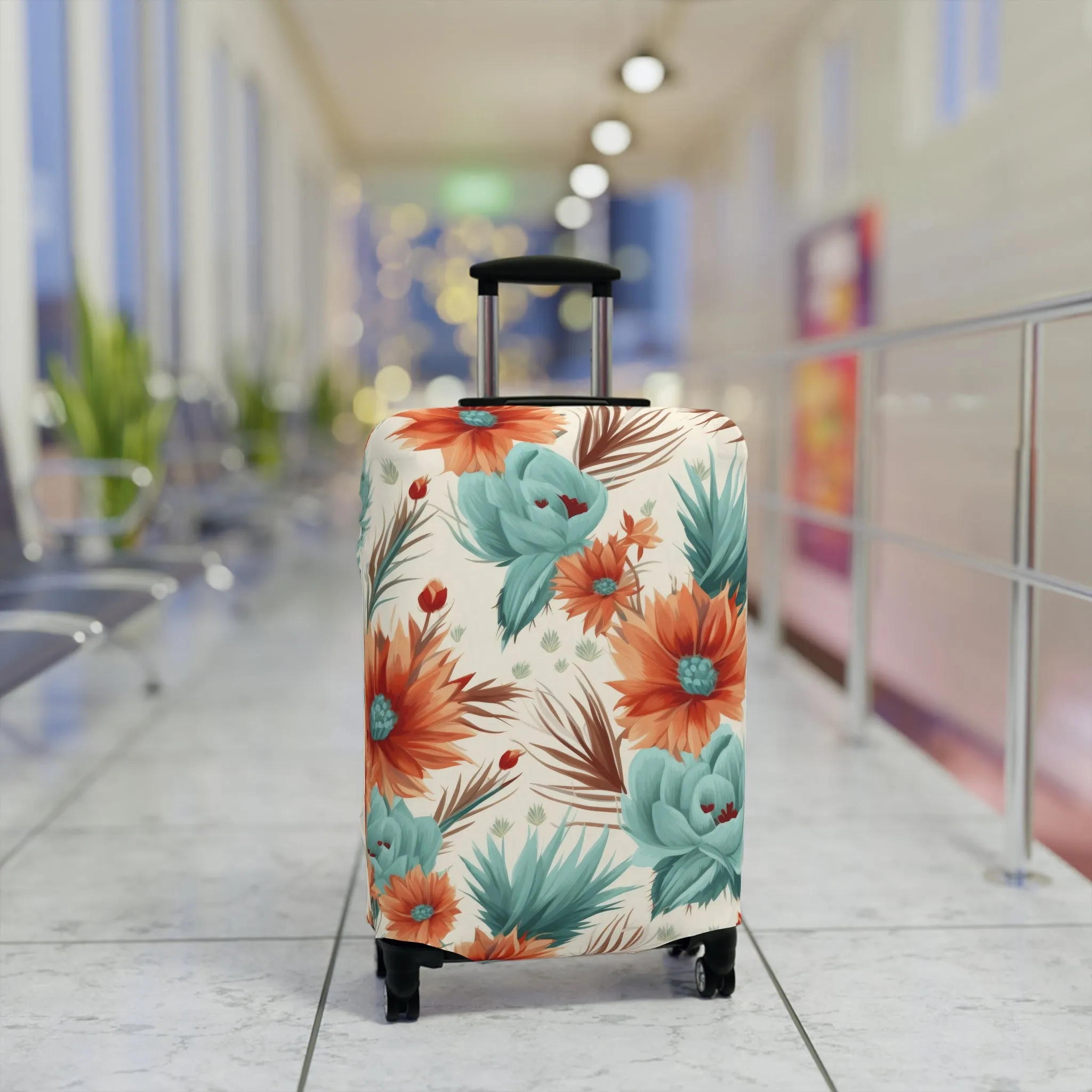 Luggage Cover, Boho Floral, orange and green