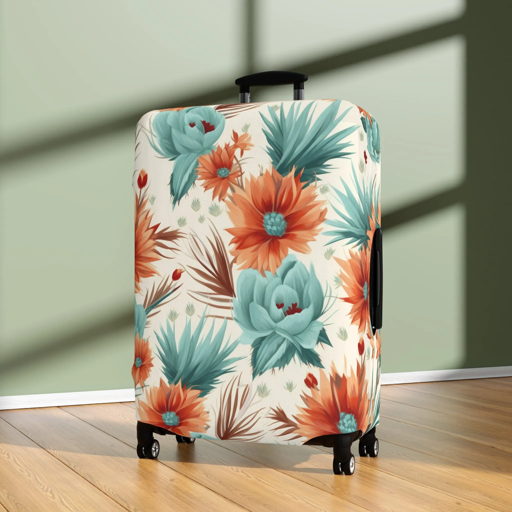 Luggage Cover, Boho Floral, orange and green