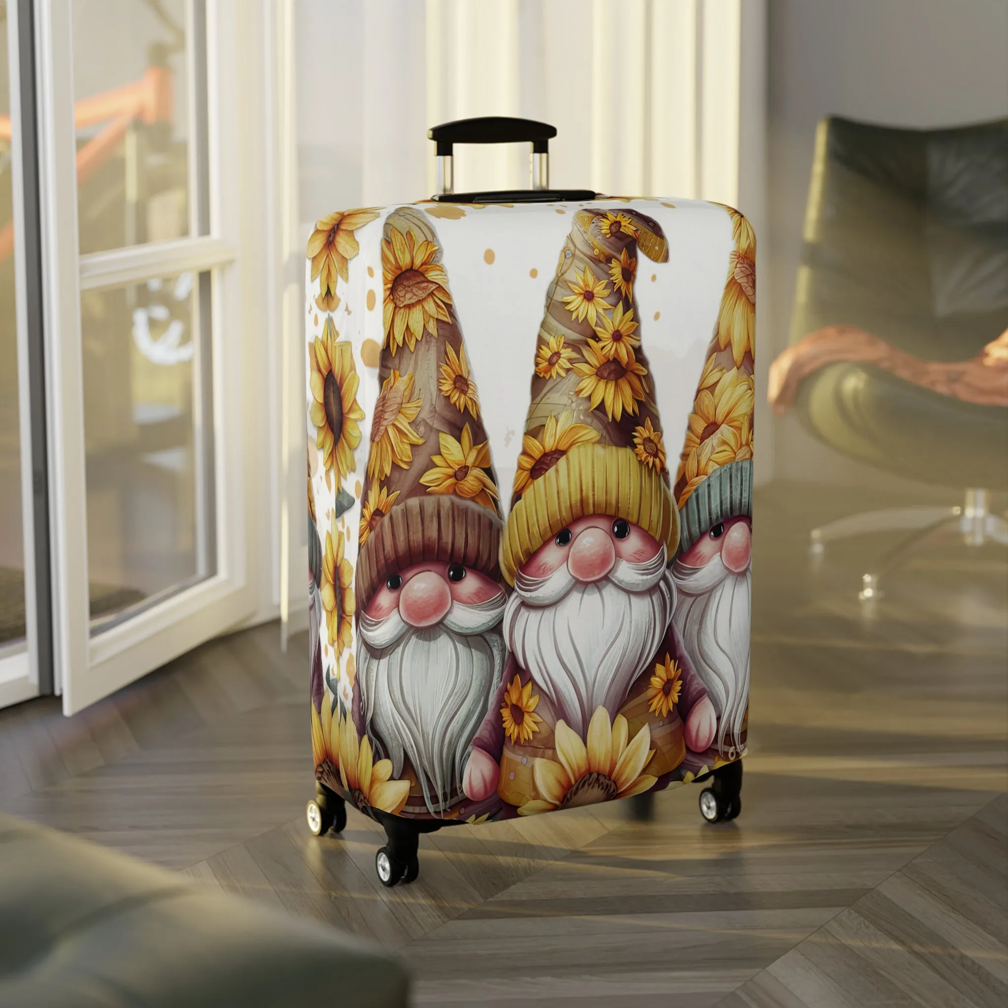 Luggage Cover, Sunflowers, Gnomes, awd-1744