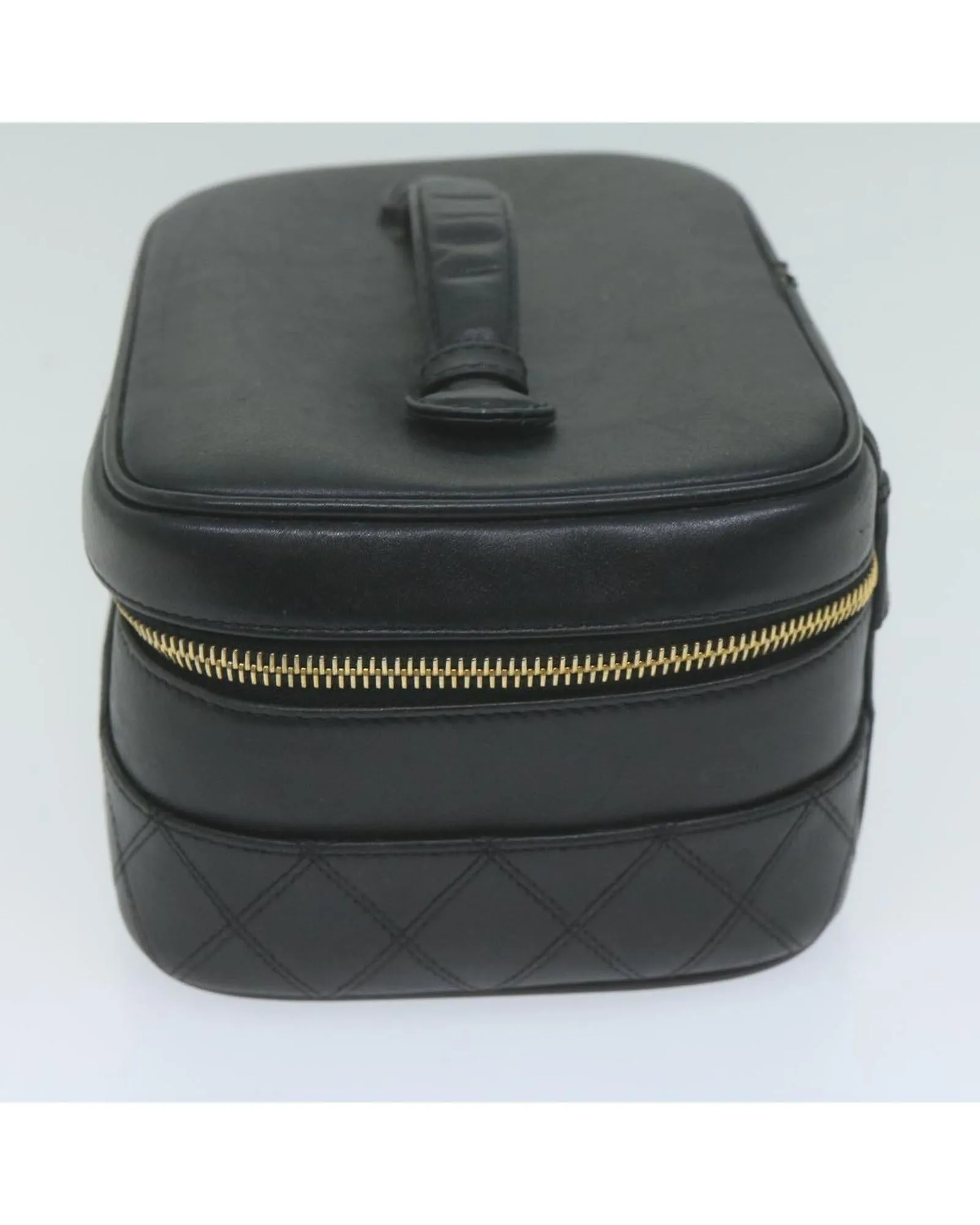 Luxurious Leather Vanity Cosmetic Pouch with Signature CC Design