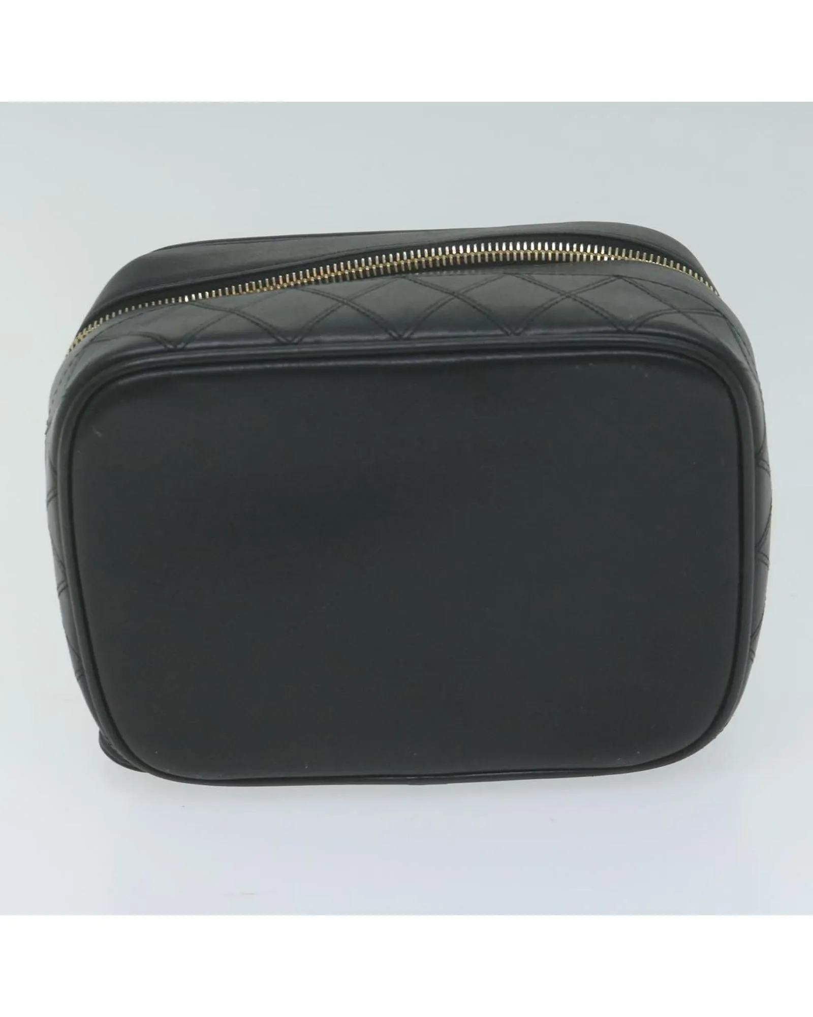 Luxurious Leather Vanity Cosmetic Pouch with Signature CC Design