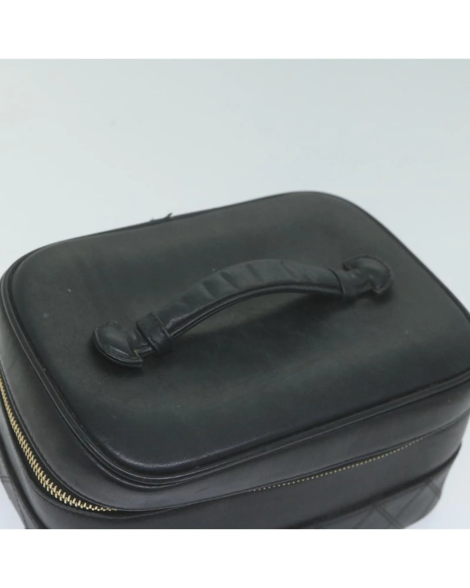 Luxurious Leather Vanity Cosmetic Pouch with Signature CC Design