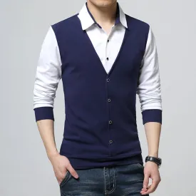 Mens Layered Look Shirt with Vest