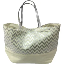 Metallic Silver Chevron Eco-Friendly Tote