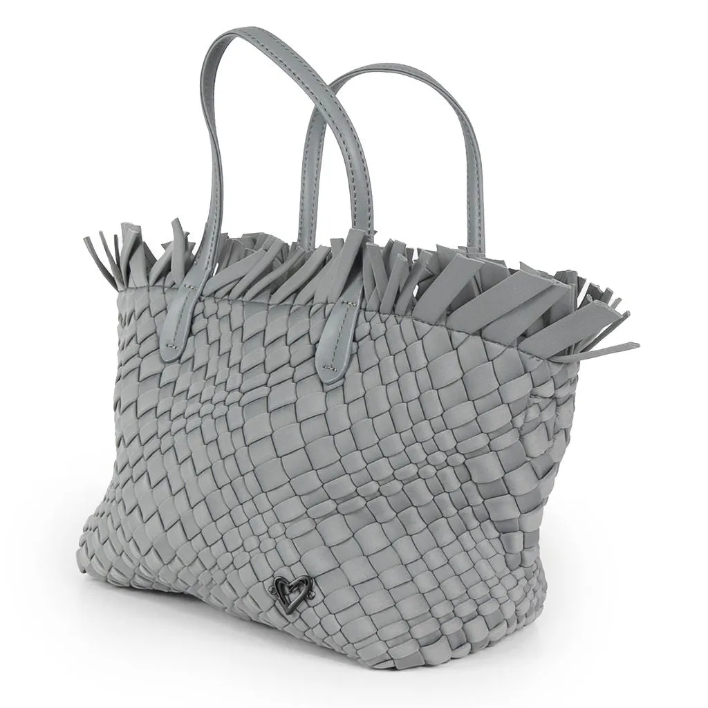 NEW: Taunton Small Woven Tote (Fringed Top) - Slate