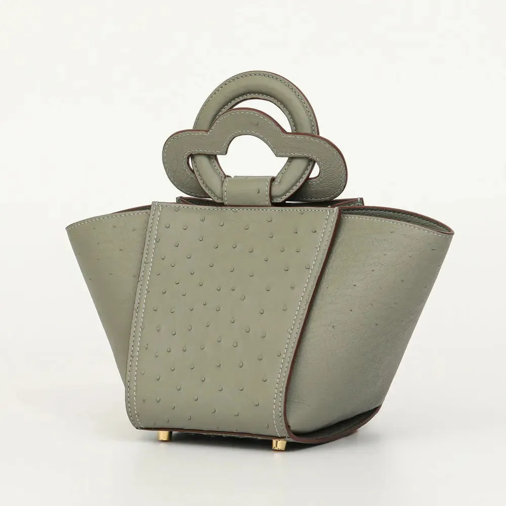 Nyla Olive Ostrich Leather Bag