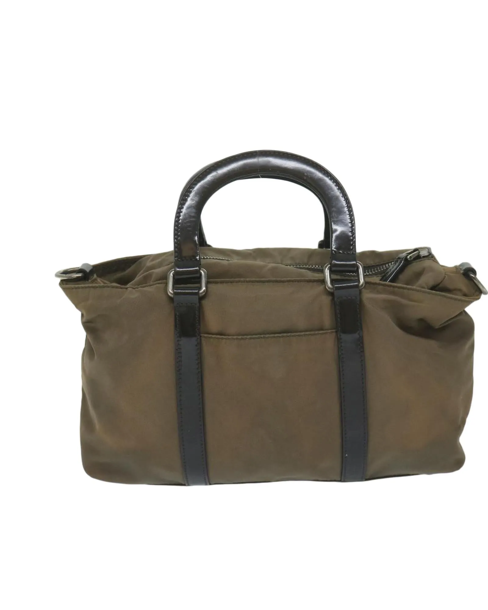 Nylon 2way Hand Bag with Shoulder Strap in Khaki