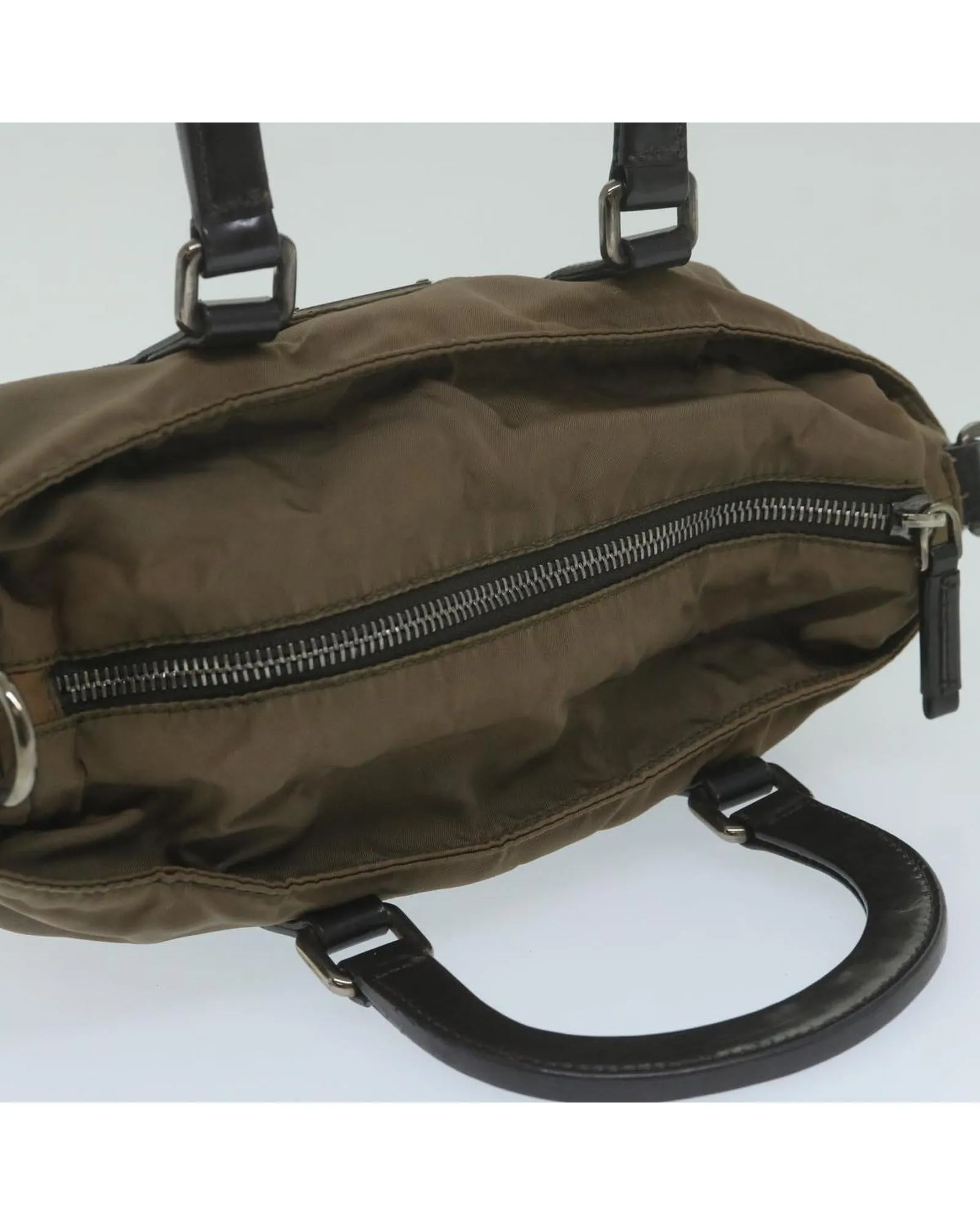 Nylon 2way Hand Bag with Shoulder Strap in Khaki