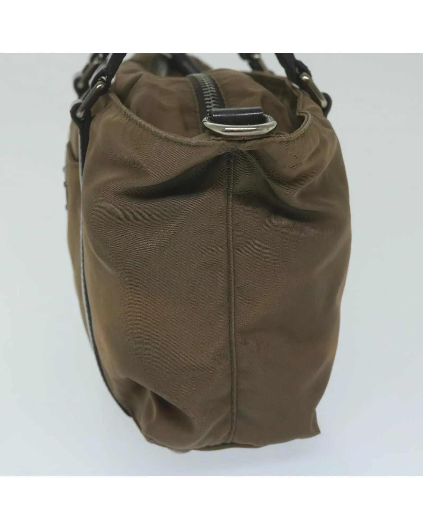 Nylon 2way Hand Bag with Shoulder Strap in Khaki