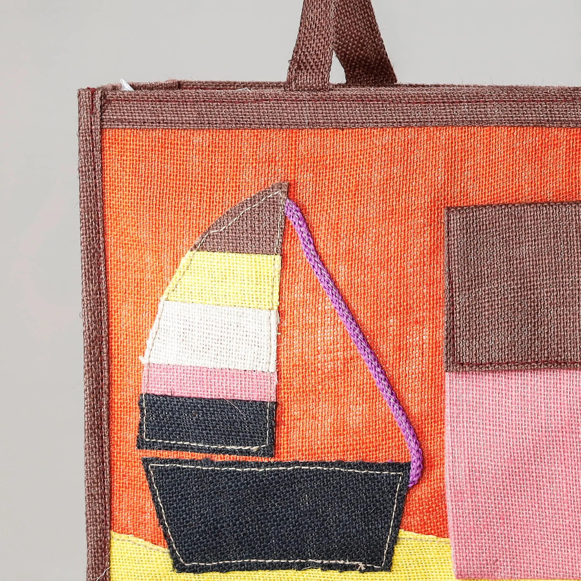 Orange - Handcrafted Multipurpose Jute Hand Bag