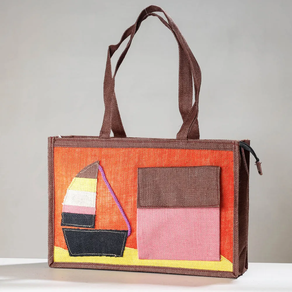 Orange - Handcrafted Multipurpose Jute Hand Bag