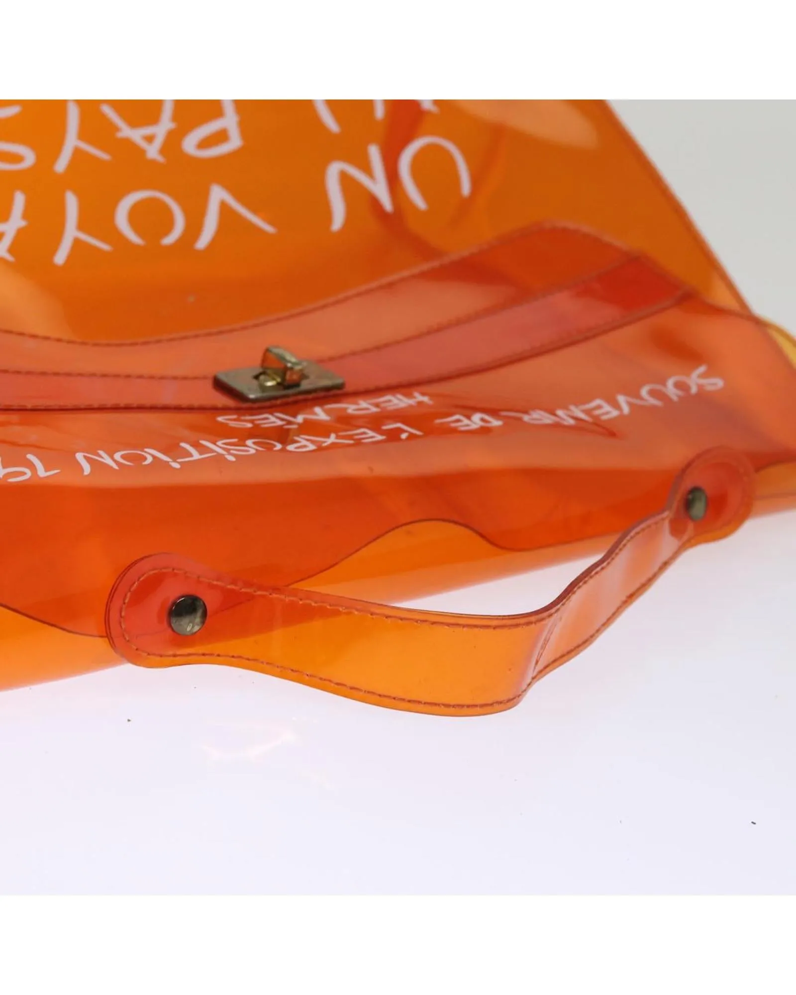 Orange Vinyl Hand Bag with Kelly Style and Accessories - Rank C