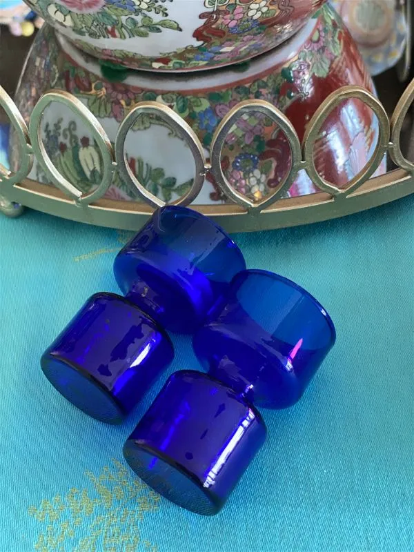 Pair Cobalt glass tea light candle holders