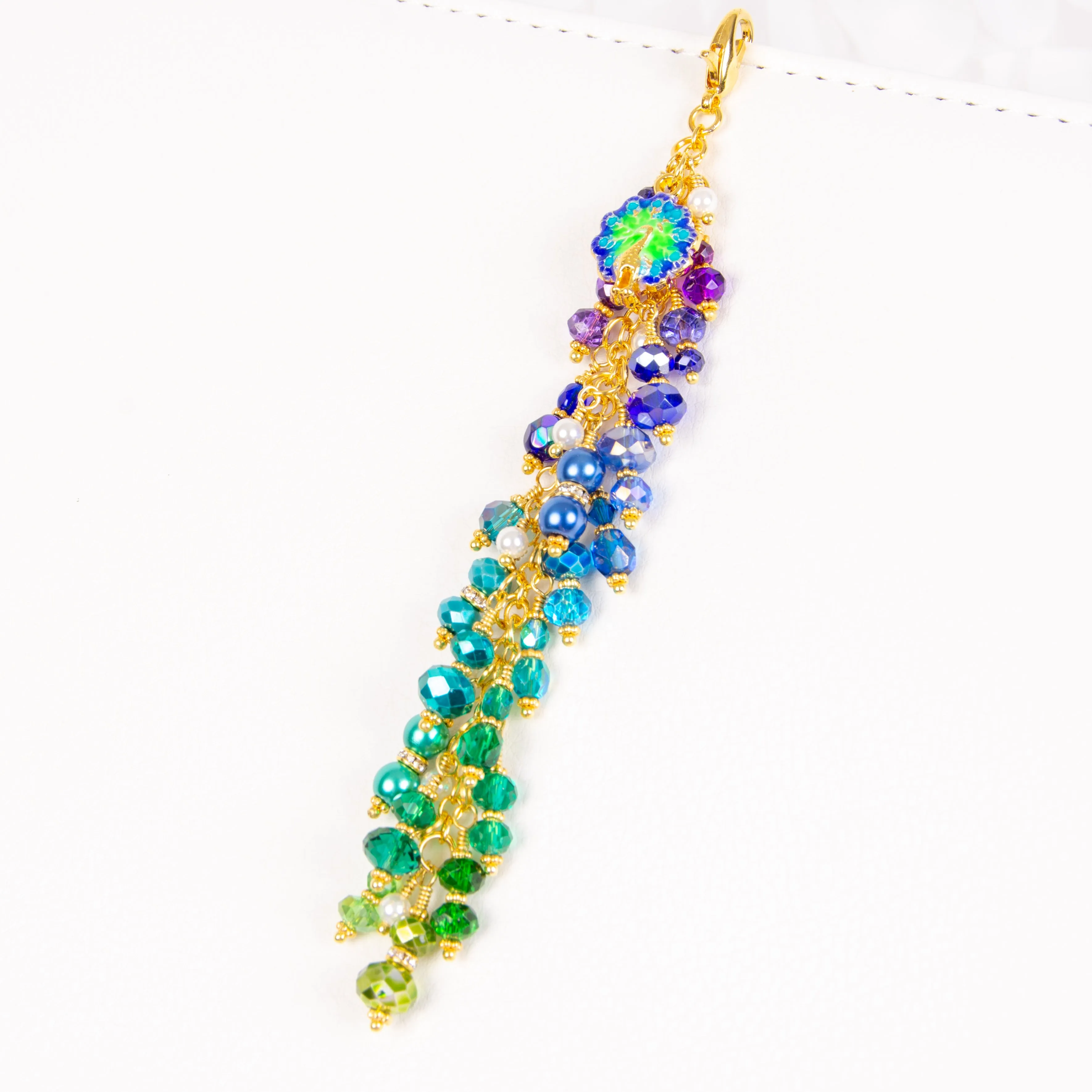 Peacock Planner Charm with Jewel Toned Dangle