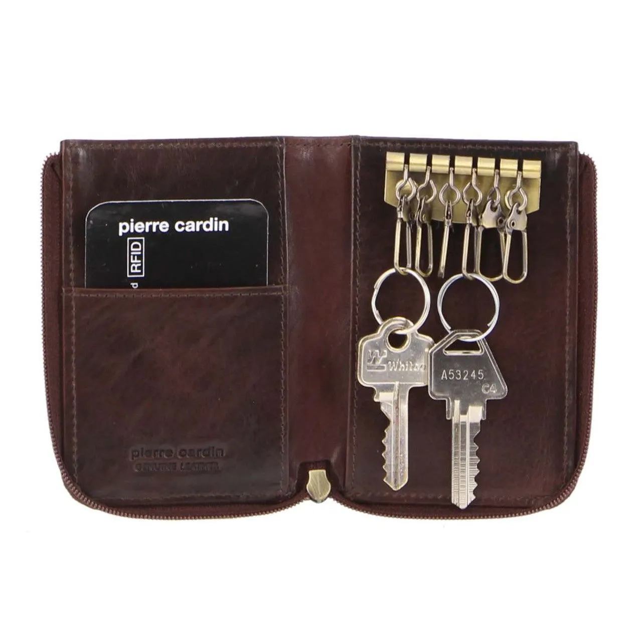 Pierre Cardin PC2756 Dark Chocolate Leather Key/Credit Card Holder