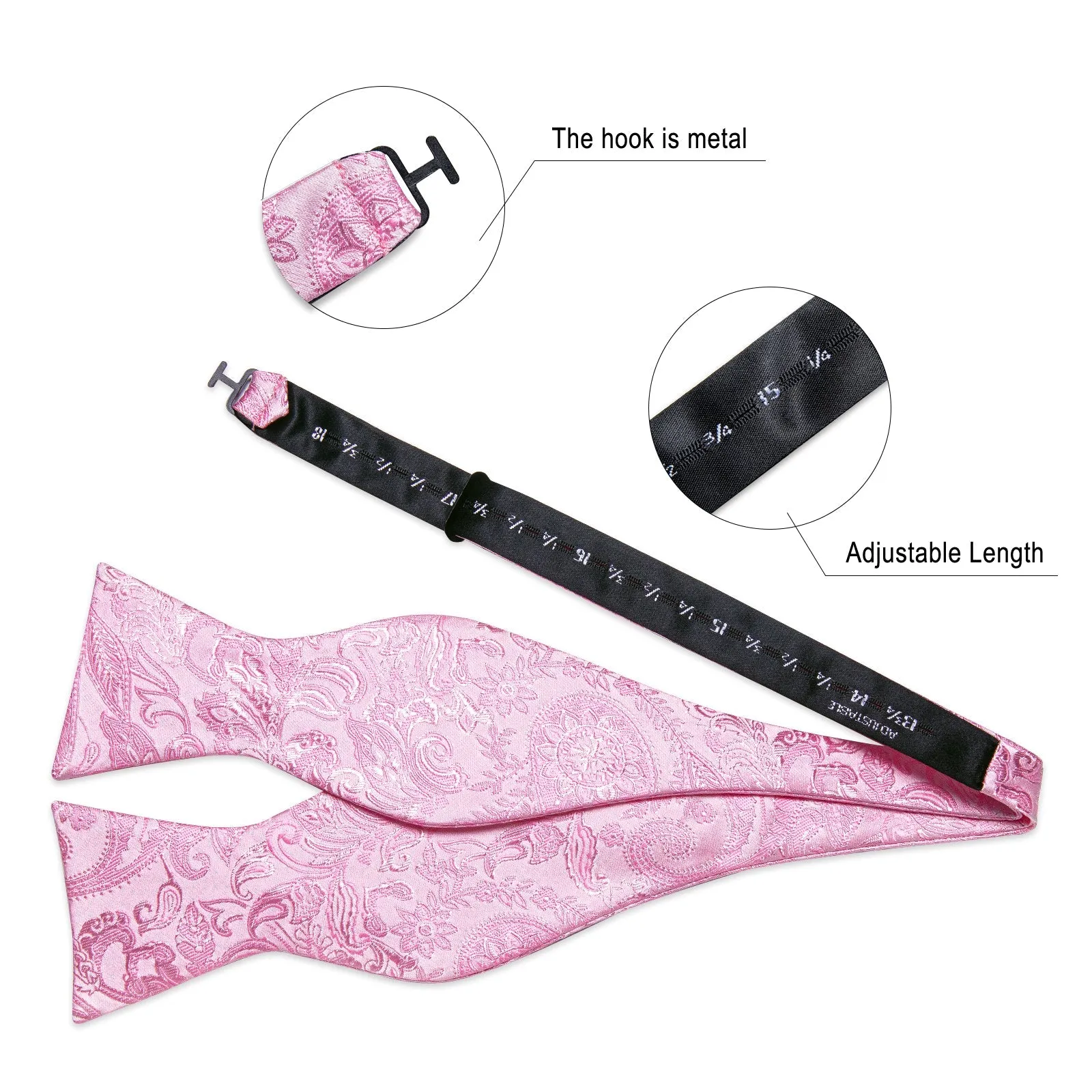 Pink Paisley Clip-on Men's Suspender with Bow Tie Set