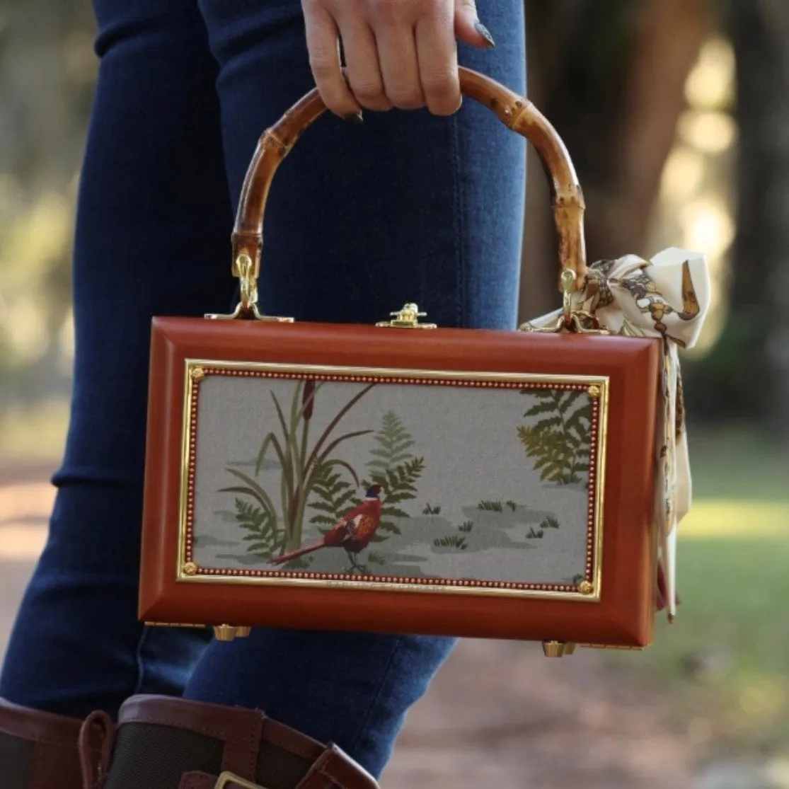 Pleasant Pheasant with Bamboo Handles Handbag