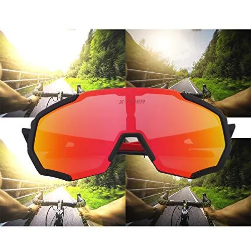 Polarized Cycling Sunglasses with 3 Interchangeable Lenses