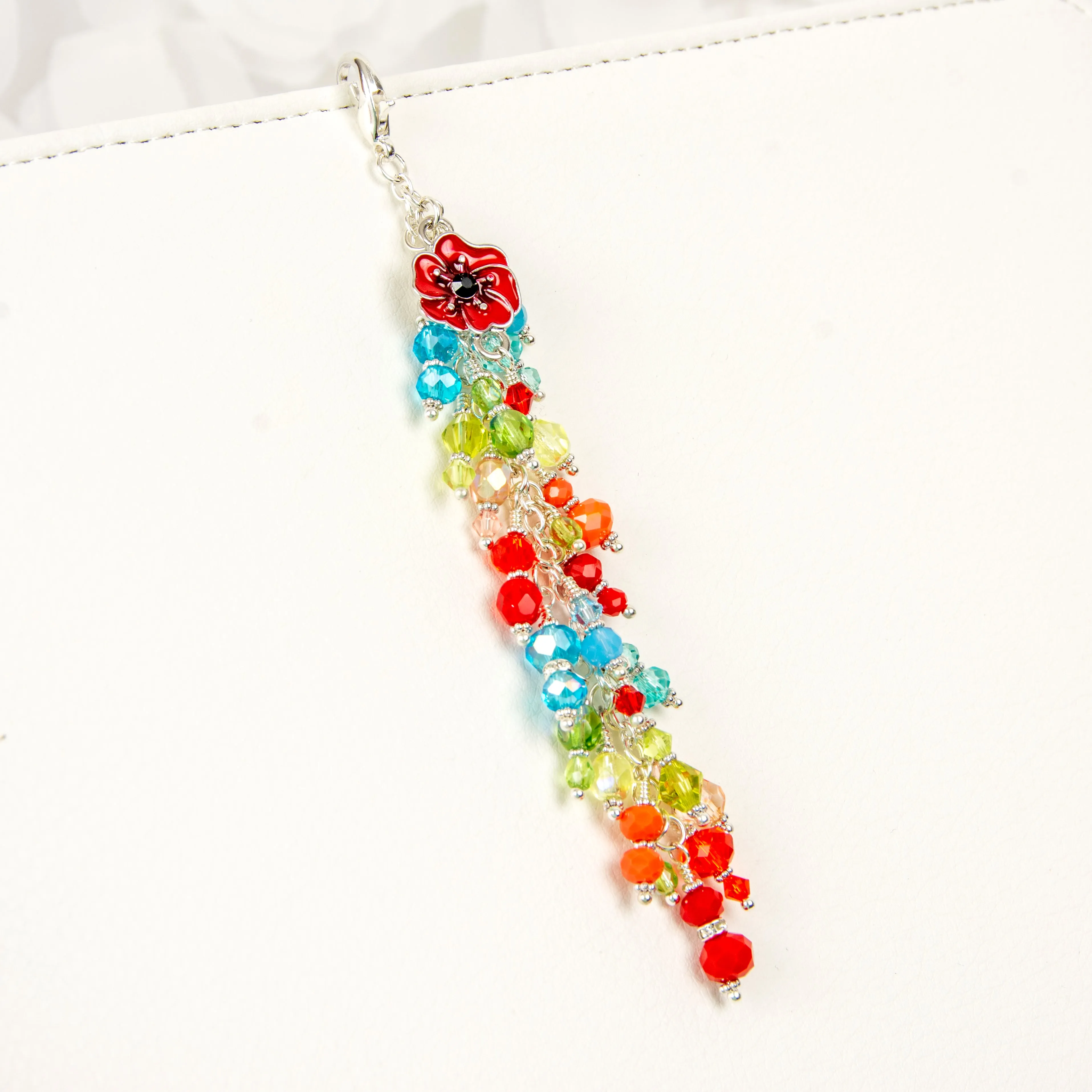 Poppy Fields Planner Charm with Crystal Dangle - Available in Two Lengths