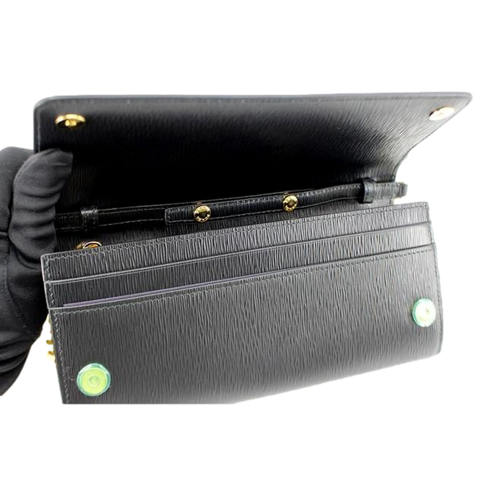 Prada Black Vitello Move Leather Chain Crossbody Wallet Clutch