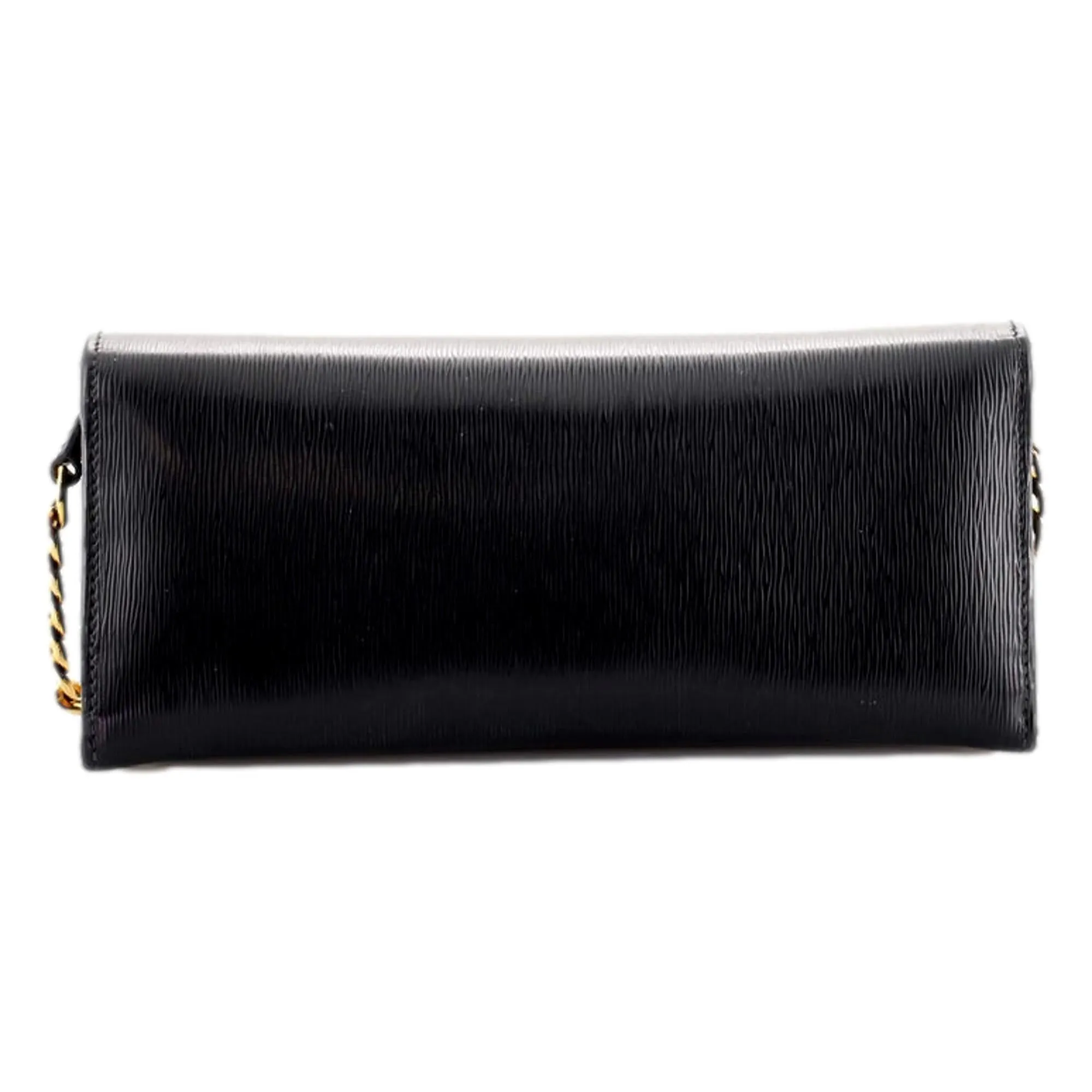 Prada Black Vitello Move Leather Chain Crossbody Wallet Clutch