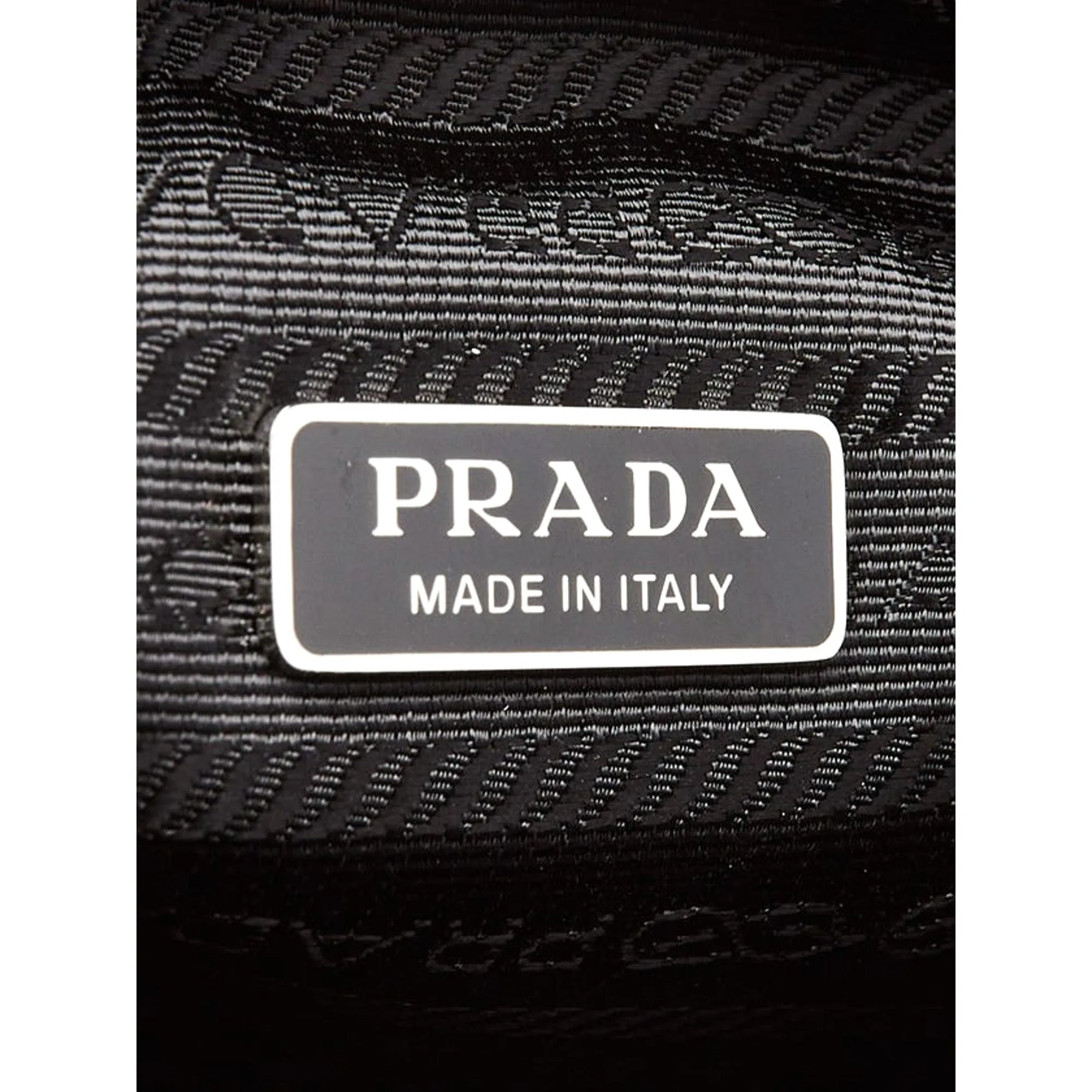 Prada Grace Triangle Leather Pouch Clutch Bag with Embossed Logo Nero Black