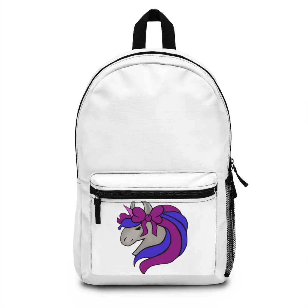 Purple Blue Unicorn Head Backpack (Made in USA)