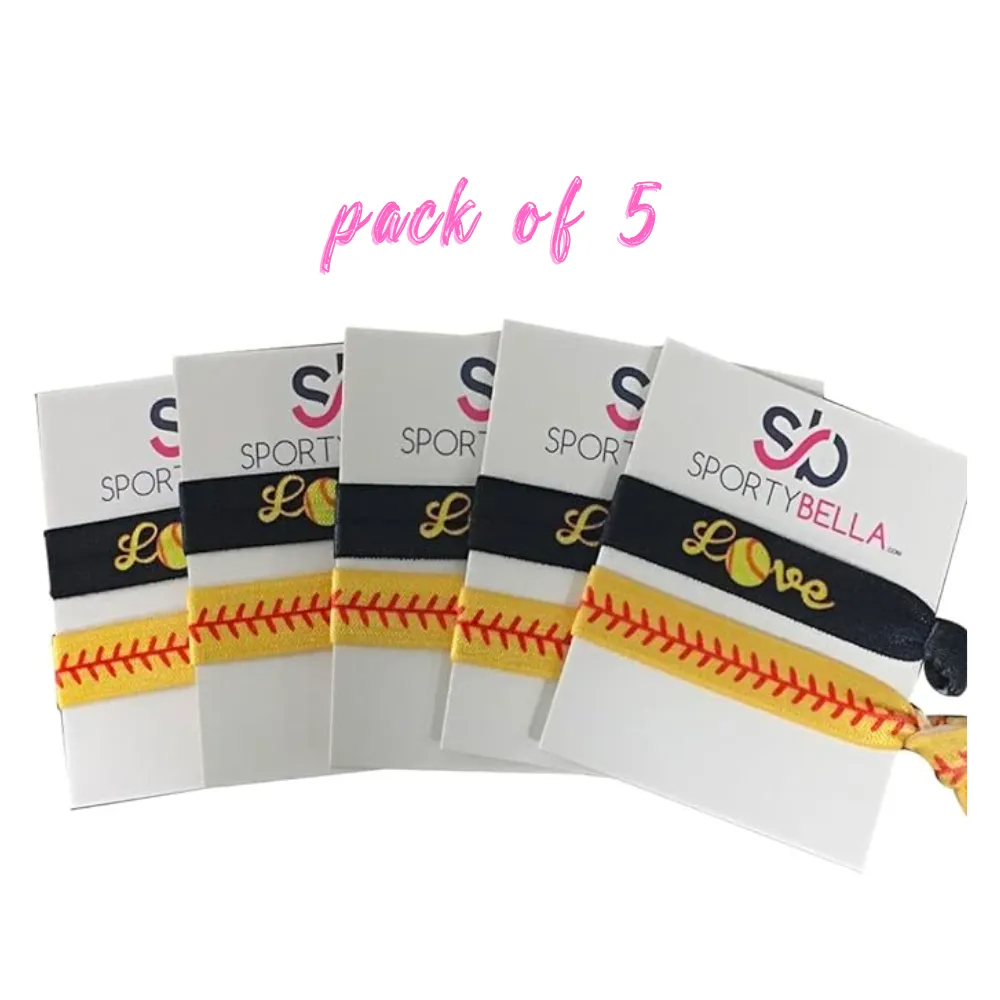 Softball Love Hair Ties - 5 Sets