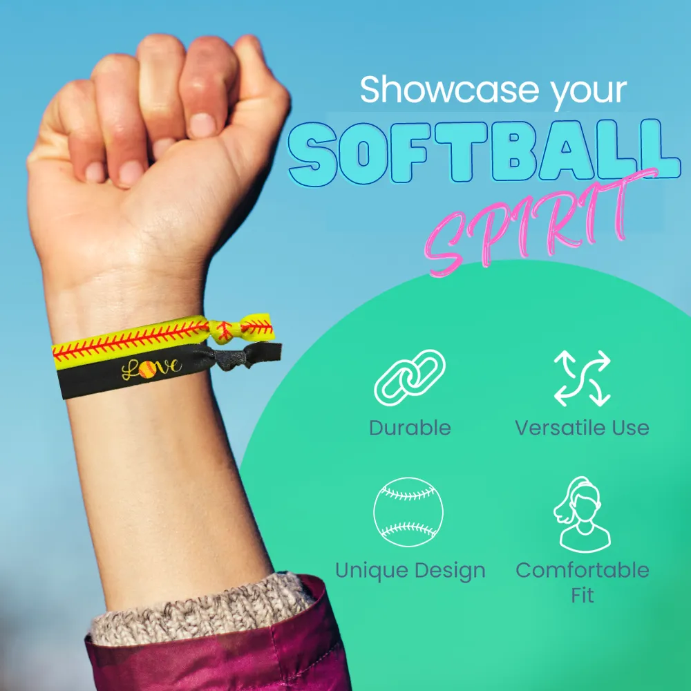 Softball Love Hair Ties - 5 Sets